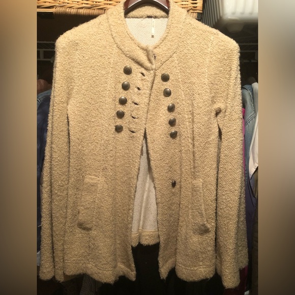 Free people military cardigan jacket fuzzy bell sleeve - Picture 4 of 13